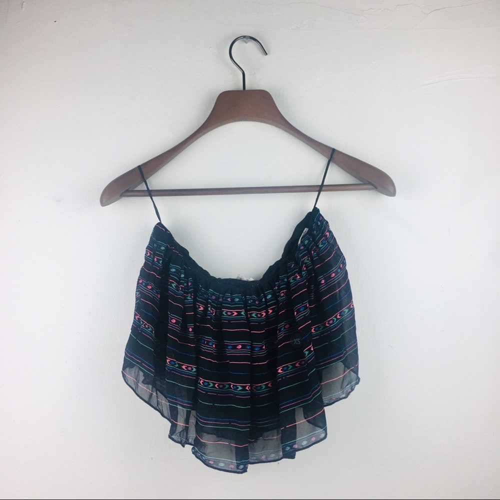 LA Hearts | Black Festive Crop Tube Top | XS